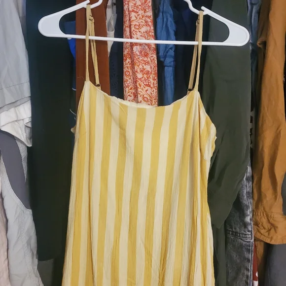 Amuse Society Mustard Striped Midi Dress - Picture 3 of 4